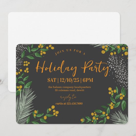 Rustic Winter Wonderland Holiday Party 招待状 (正面/裏面)