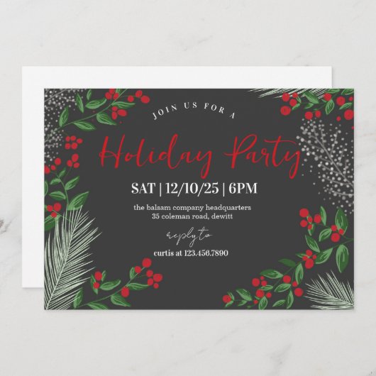 Rustic Winter Wonderland Holiday Party 招待状 (正面/裏面)