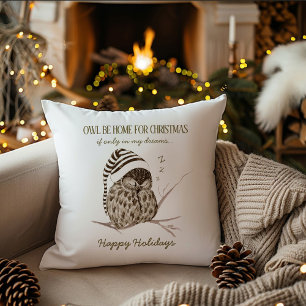 Rustic Winter Woodland 白樺のフクロウ クリスマス クッション