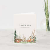 Rustic Winter Woodland Baby Shower サンキューカード (正面)