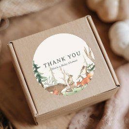 Rustic Winter Woodland Baby Shower Favor ラウンドシール