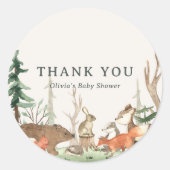Rustic Winter Woodland Baby Shower Favor ラウンドシール (正面)