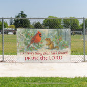 Rustic Winter Woodland Cardinal Chipmunk Scripture 横断幕 (インサイチュ)