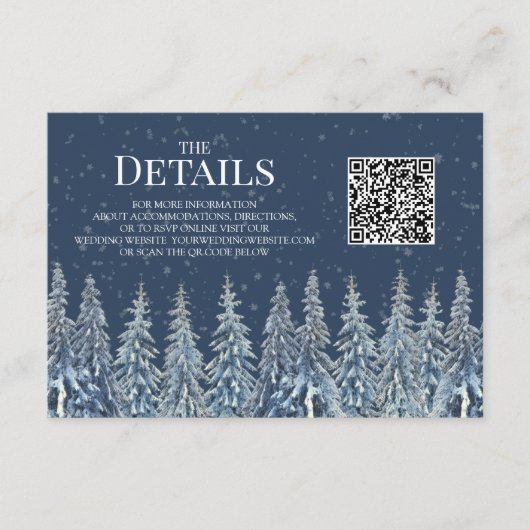 Rustic Winter Woods Wedding QR code Details Insert エンクロージャーカード (正面)