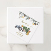 Rustic Winter X'mas Tree Tractor Bear Baby Shower  フェイバータグ (インサイチュ)