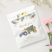 Rustic Winter X'mas Tree Tractor Bear Baby Shower  フェイバーバッグ (封をした状態)