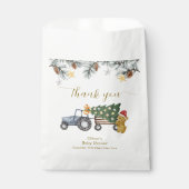 Rustic Winter X'mas Tree Tractor Bear Baby Shower  フェイバーバッグ (正面)