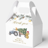 Rustic Winter X'mas Tree Tractor Bear Baby Shower  フェイバーボックス (正面)