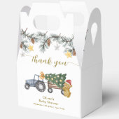 Rustic Winter X'mas Tree Tractor Bear Baby Shower  フェイバーボックス (見開き)
