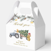 Rustic Winter X'mas Tree Tractor Bear Baby Shower  フェイバーボックス (裏面)