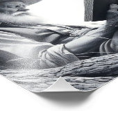 Rustic Wisdom: Bearded Man Reading Outdoors フォトプリント (角)