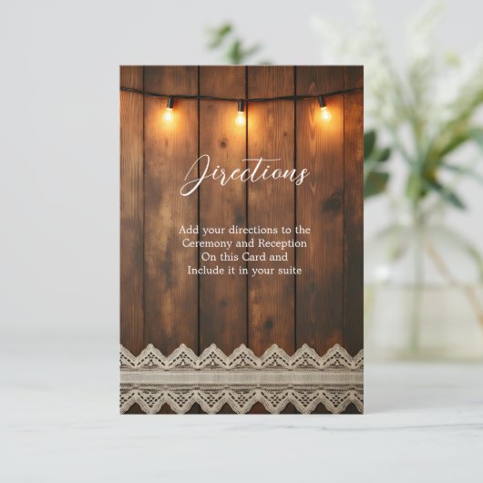 Rustic Wood and Lace Directions Enclosure Card サンキューカード (スタンド正面)