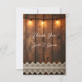 Rustic Wood and Lace Photo Thank you Card サンキューカード
