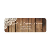 Rustic Wood and Lace Return Address Labels ラベル (正面)