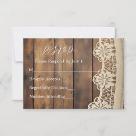 Rustic Wood and Lace RSVP Card