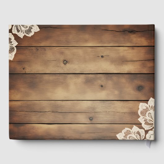 Rustic Wood and Lace Wedding Guest Book ゲストブック (裏面)