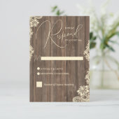 Rustic Wood and Lace Wedding Response Card 出欠カード (スタンド正面)