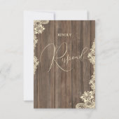 Rustic Wood and Lace Wedding Response Card 出欠カード (裏面)