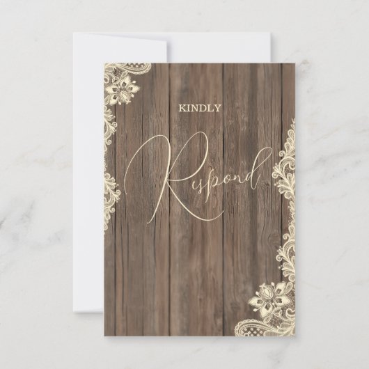 Rustic Wood and Lace Wedding Response Card 出欠カード (裏面)