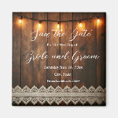 Rustic Wood and Lace Wedding Save the Date Magnet マグネット (正面)