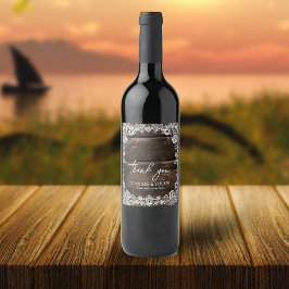 Rustic Wood and Lace Wedding Thank You ワインラベル