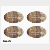 Rustic Wood and Lace Wedding Thank-you Sticker 楕円形シール (シート)