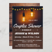 RUSTIC WOOD AND LIGHTS COUPLES SHOWER INVITATION 招待状 (正面/裏面)