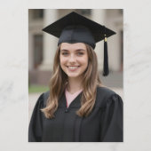 Rustic Wood and Navy Blue Floral Photo Graduation 招待状 (裏面)