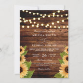 Rustic Wood and Sunflower Elegant QR Code Wedding 招待状 (正面)