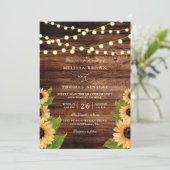 Rustic Wood and Sunflower Elegant QR Code Wedding 招待状 (スタンド正面)