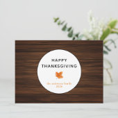 Rustic Wood Autumn Leaf Happy Thanksgiving  シーズンカード (スタンド正面)