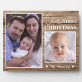Rustic Wood Baby's First Christmas 2 Photo Collage フォトプラーク (正面)