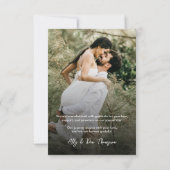 Rustic Wood Bark Wedding Photo small サンキューカード (裏面)