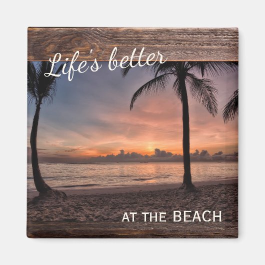 Rustic Wood Beach Photo Magnet マグネット (正面)