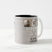 Rustic Wood Best Dad 3 Photo Collage Keepsake Golf ツートーンマグカップ (正面右)