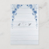Rustic Wood  Blue Floral Elegant Wedding  エンクロージャーカード (裏面)