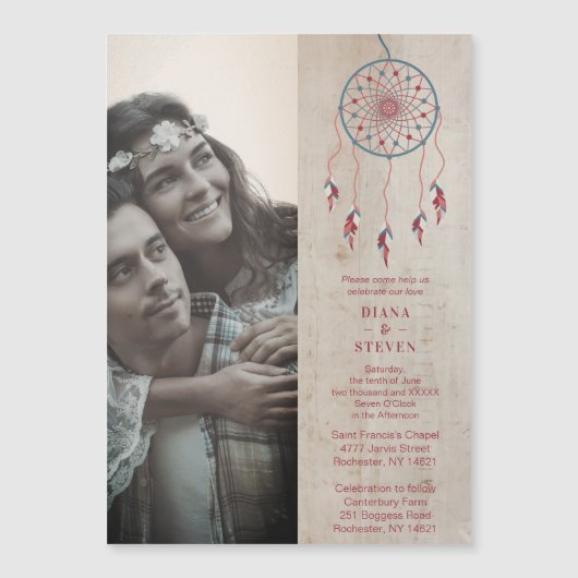 Rustic Wood Boho Dreamcatcher Photo Couple Wedding (正面)