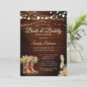 Rustic Wood Boots and Bubbly Western Bridal Shower 招待状 (スタンド正面)