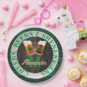  rustic wood Cheers Beers Shenanigans  ペーパープレート (パーティー)