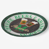  rustic wood Cheers Beers Shenanigans  ペーパープレート (アングル)