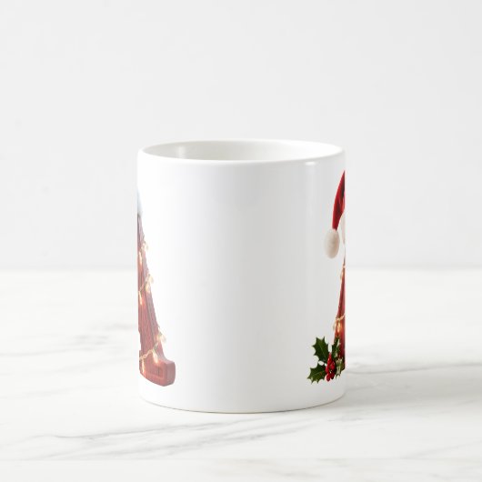 Rustic Wood Christmas Letter A String Lights コーヒーマグカップ (中央)