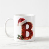 Rustic Wood Christmas Letter B String Lights コーヒーマグカップ (左)