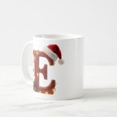Rustic Wood Christmas Letter E String Lights コーヒーマグカップ (正面左)