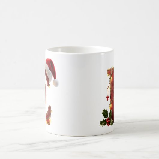 Rustic Wood Christmas Letter E String Lights コーヒーマグカップ (中央)