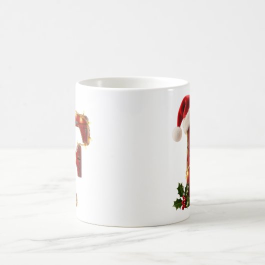 Rustic Wood Christmas Letter F String Lights コーヒーマグカップ (中央)