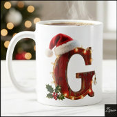 Rustic Wood Christmas Letter G String Lights コーヒーマグカップ