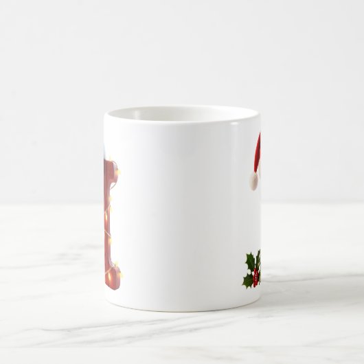 Rustic Wood Christmas Letter I String Lights コーヒーマグカップ (中央)