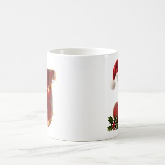 Rustic Wood Christmas Letter J String Lights コーヒーマグカップ (中央)