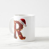 Rustic Wood Christmas Letter R String Lights コーヒーマグカップ (正面左)