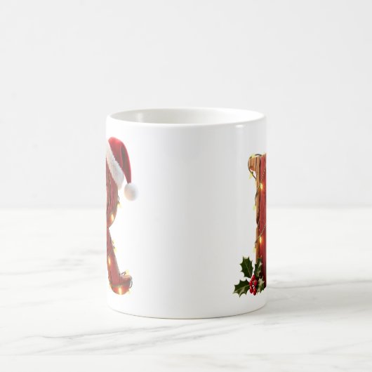 Rustic Wood Christmas Letter R String Lights コーヒーマグカップ (中央)